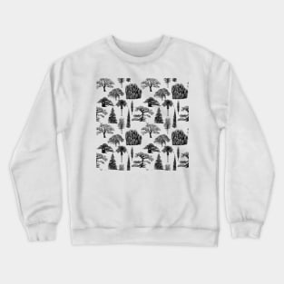 Trees in Black and White Crewneck Sweatshirt